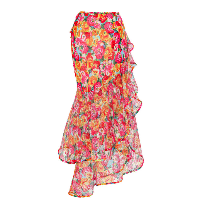 Printing French Retro One Piece Women Swimwear Set Cover Belly Slimming Swimsuit Vacation Bella Mia