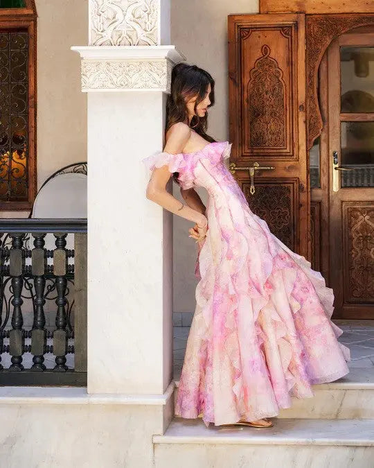 Seaside Vacation Cami Dress Yarn French Ruffled Beach Dress Atmosphere Maxi Dress Elegant Bella Mia