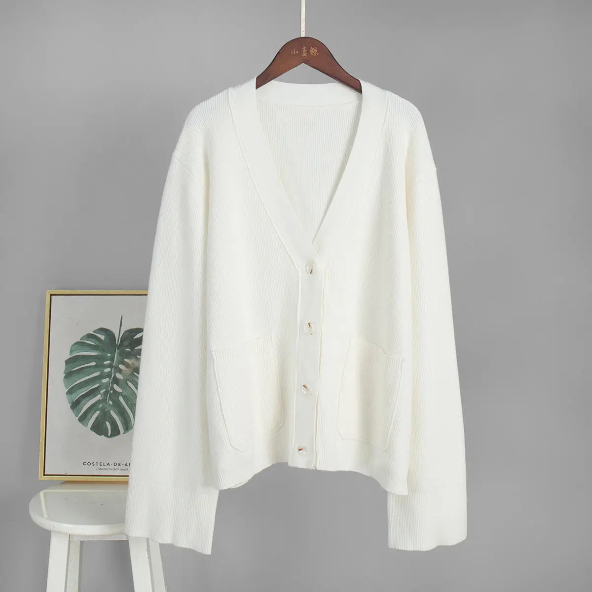 Loose Knitted Cardigan Sweater Autumn Winter V neck Knitted Cardigan Idle Loose Sweater Women Bella Mia