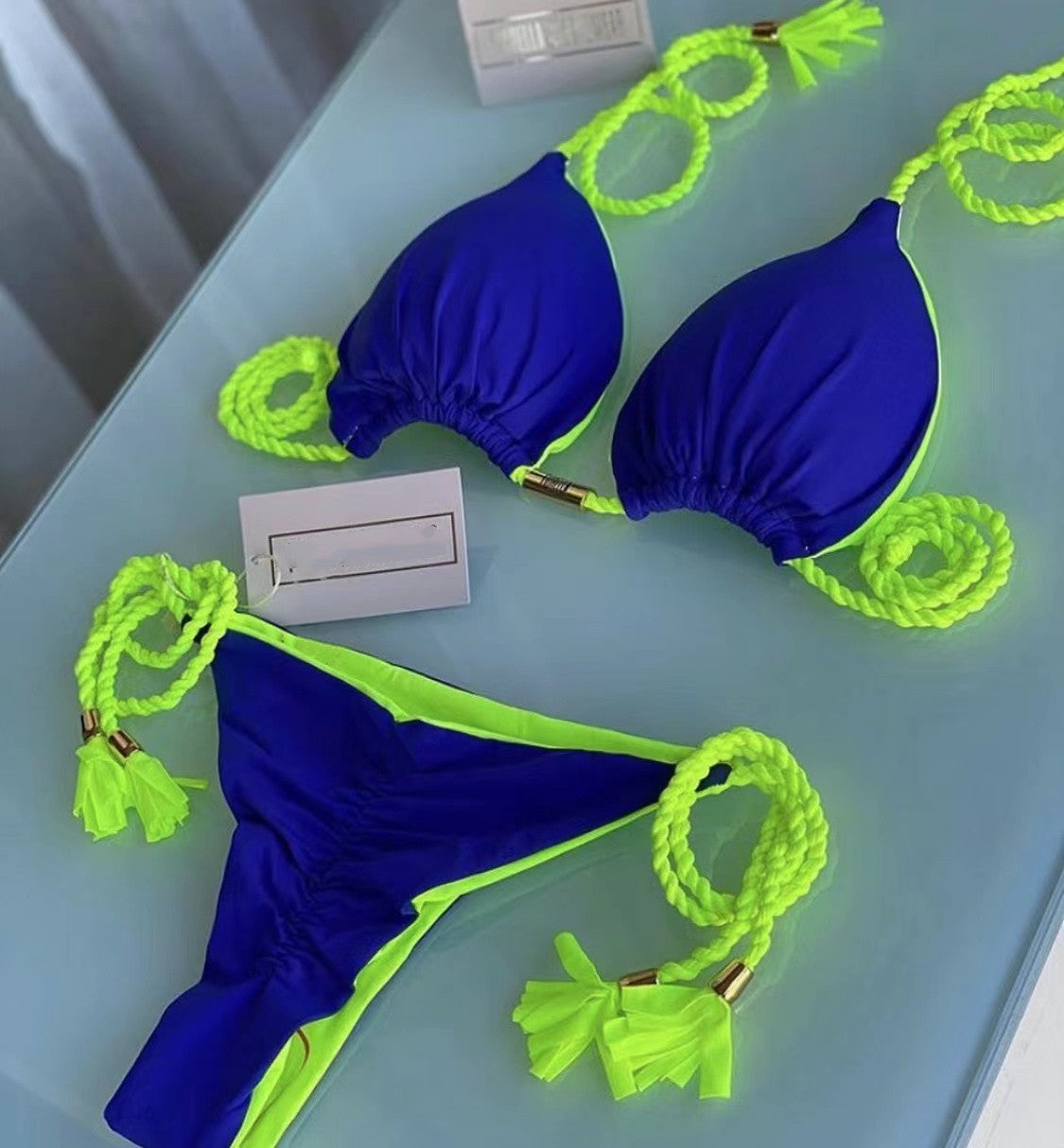 Backless Braid Rope Bikini Triangle Swimsuit Multi-Color Swimwear Bella Mia