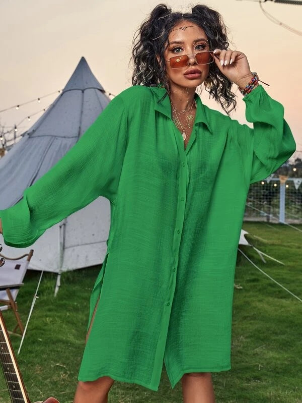 Cotton Long Sleeved Shirt Beach Cover up Vacation Sun Protection Shirt Bikini Swimsuit Outwear Cardigan Bella Mia