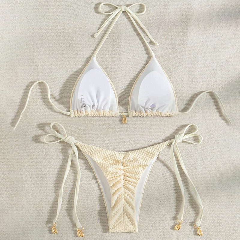 Solid Color Tied Bikini Split Swimsuit Women Beach Spring Swimsuit Bikini