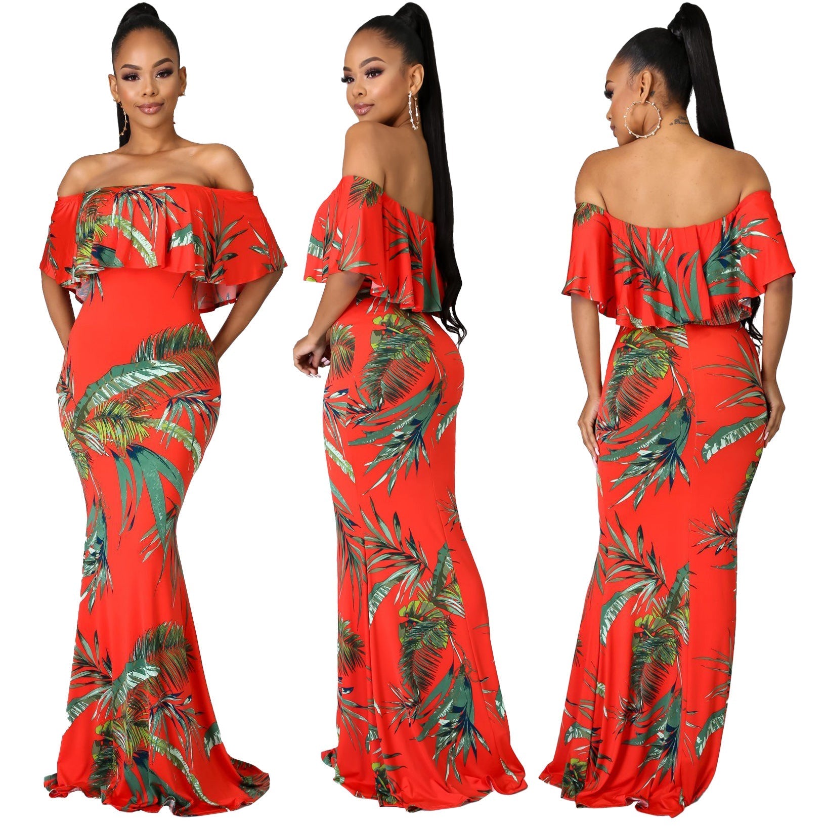 Sexy Digital Printing off-Neck Tube Top Dress Bella Mia
