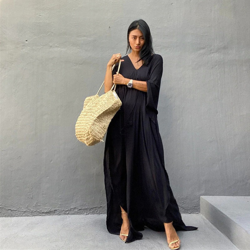 Rayon Loose Sexy Split Beach Cover Up Waist Pull Belt Vacation Skirt Bikini Cover Bella Mia