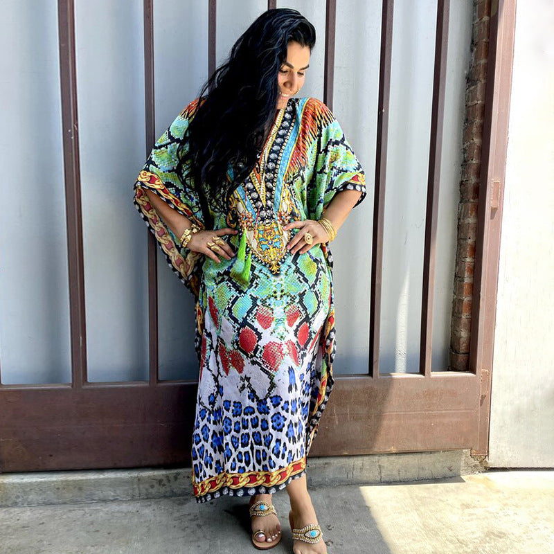 Rope Positioning Maxi Dress Loose Robe Seaside Vacation Beach Dress Bikini Swimsuit Blouse Women Bella Mia