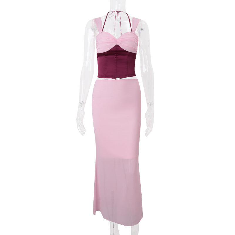 Women Clothing Spring Sexy Sexy Crop Top Spaghetti Strap Top Slim Hip Skirt Two Piece Sets Women Bella Mia