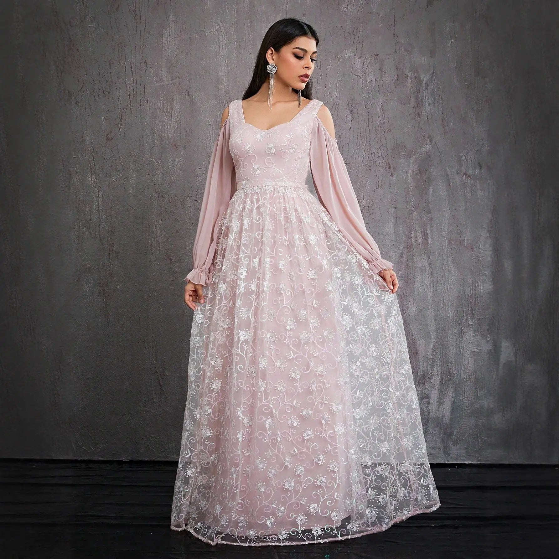 Slim Fit Ball Dress Floral Tight Waist Maxi Dress Ball Party Adult Formal Dress Daily Evening Dress Bella Mia