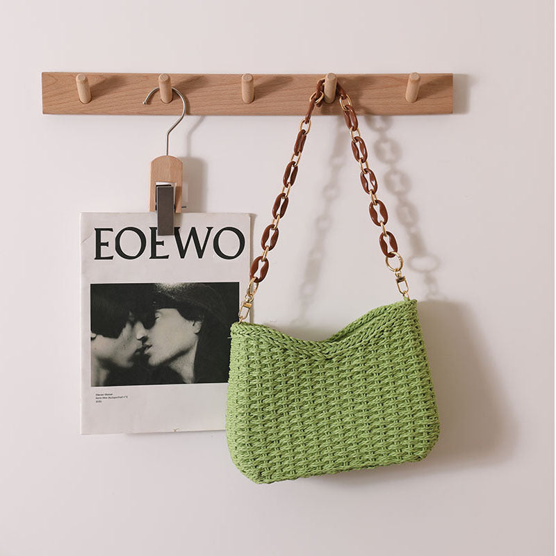 Fresh Purple Straw Bag Woven Bag Women Bag Shoulder Solid Color Straw Bag Seaside Vacation Beach Bag Bella Mia