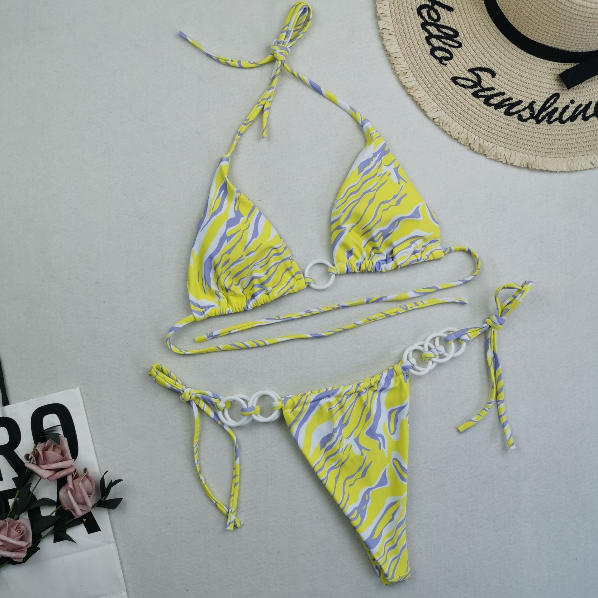 New Bikini Sexy Swimsuit Multi Color Digital Printed Lace up Triangle Swimsuit Bella Mia