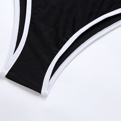 Swimsuit One-Piece Bikini Women Solid Color Swimsuit Mesh Two Piece Set Swimsuit
