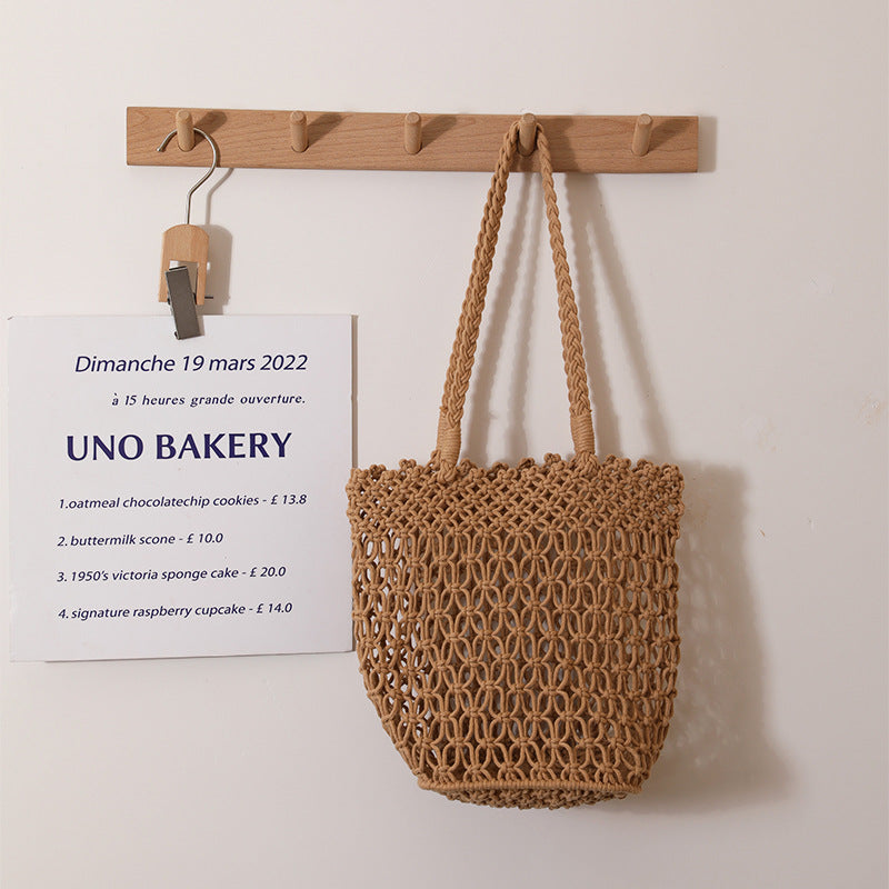 Hollow Out Cutout Shoulder Cotton Thread Woven Bag Lace Straw Bag Vacation Beach Bag Women Bag Bella Mia