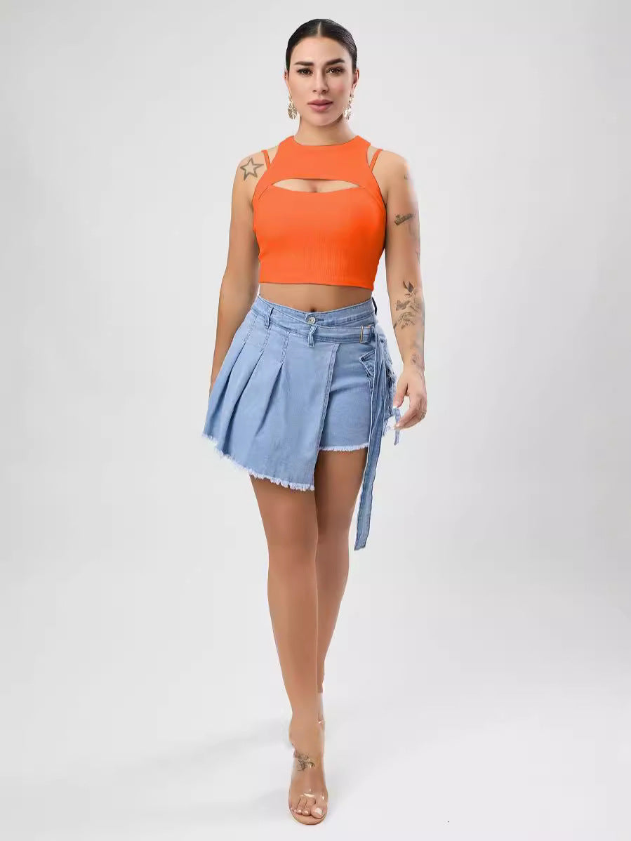 Multi Color Sexy Stretch Hollow Out Cutout Vest Women Sexy Design Blouse Slim Women Clothing Bella Mia