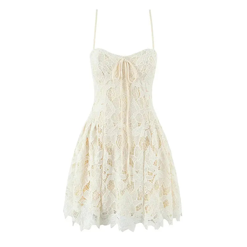 Sexy Sweet Spicy Pure Lace Embroidered Sleeveless Strap High Grade Tube Top Dress Women Bella Mia