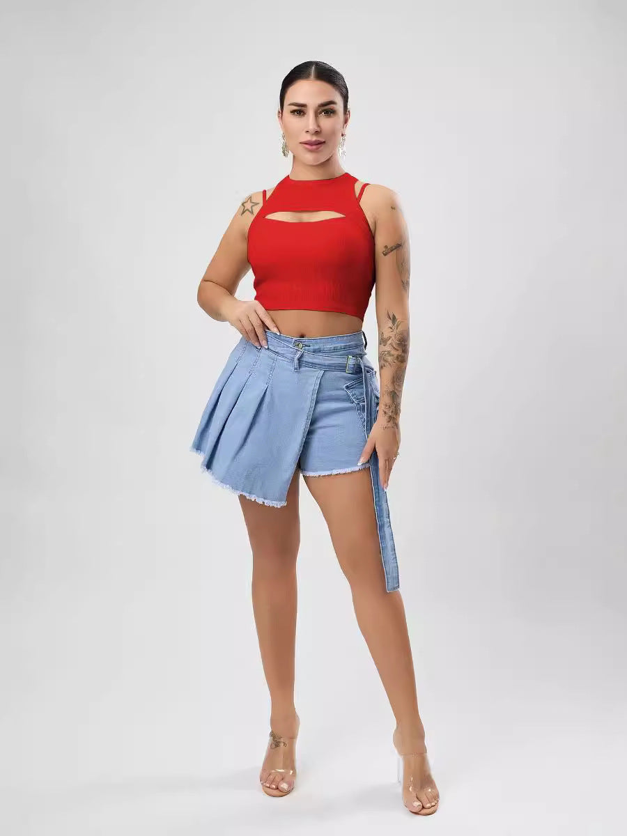 Multi Color Sexy Stretch Hollow Out Cutout Vest Women Sexy Design Blouse Slim Women Clothing Bella Mia