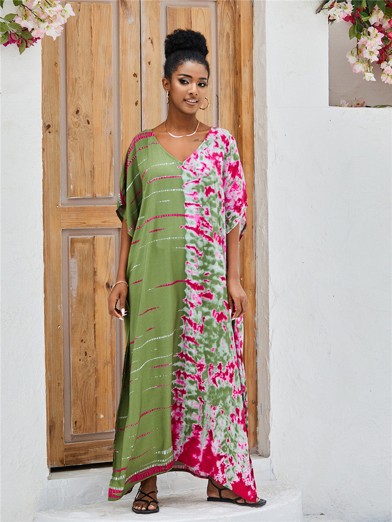 Printed Beach Blouse Loose Robe Vacation Sun Protection Shirt Swimsuit Blouse Bella Mia