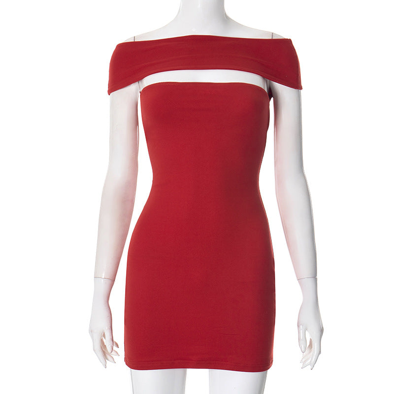 Sexy off Shoulder Hollow Out Cutout Sexy Slim Fit Slimming Sheath Dress Bella Mia