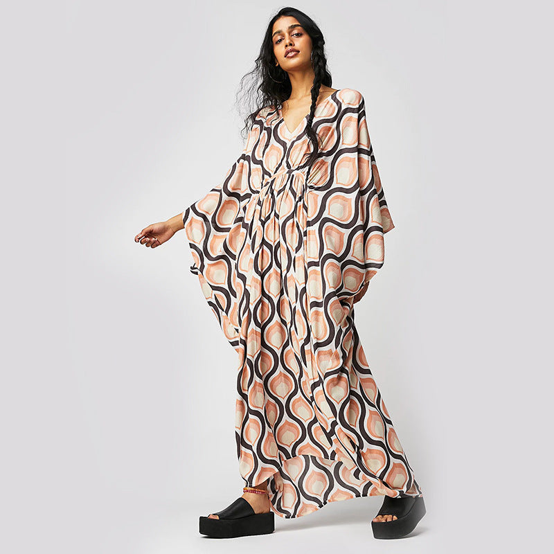 Summer Beach Dress Women Casual Vacation Printed Pullover Bikini Swimsuit Blouse Sun Protection Clothing Bella Mia