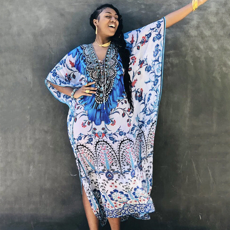 Rope Positioning Maxi Dress Loose Robe Seaside Vacation Beach Dress Bikini Swimsuit Blouse Women Bella Mia