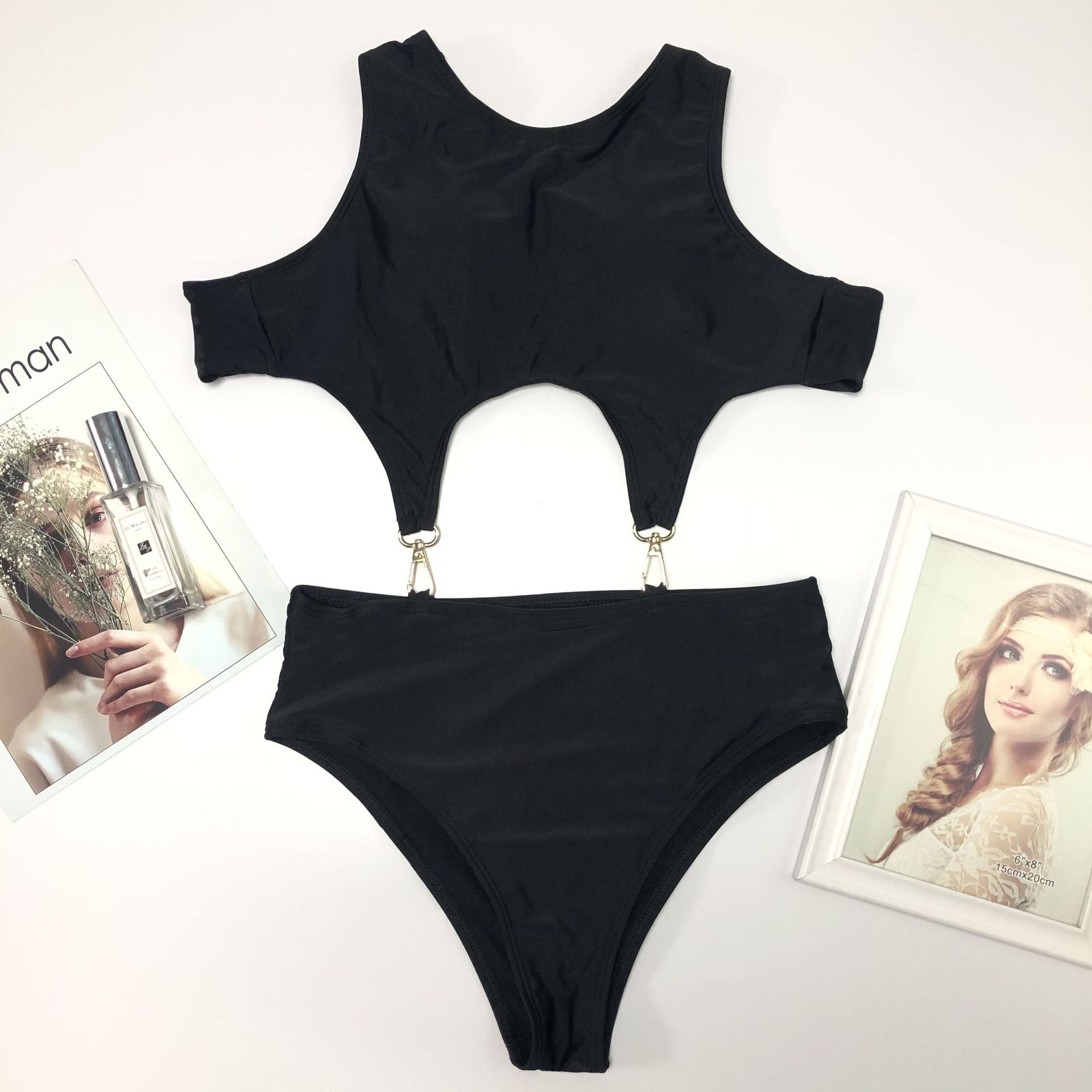 Cutout Solid Color Sexy One Piece Swimsuit Women Criss Cross Bella Mia