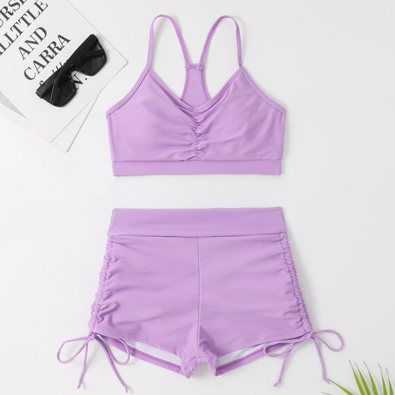 Split Swimsuit Women Solid Color Bikini Sexy Swimsuit Small Chest Push up High Waist Conservative Swimsuit Bella Mia