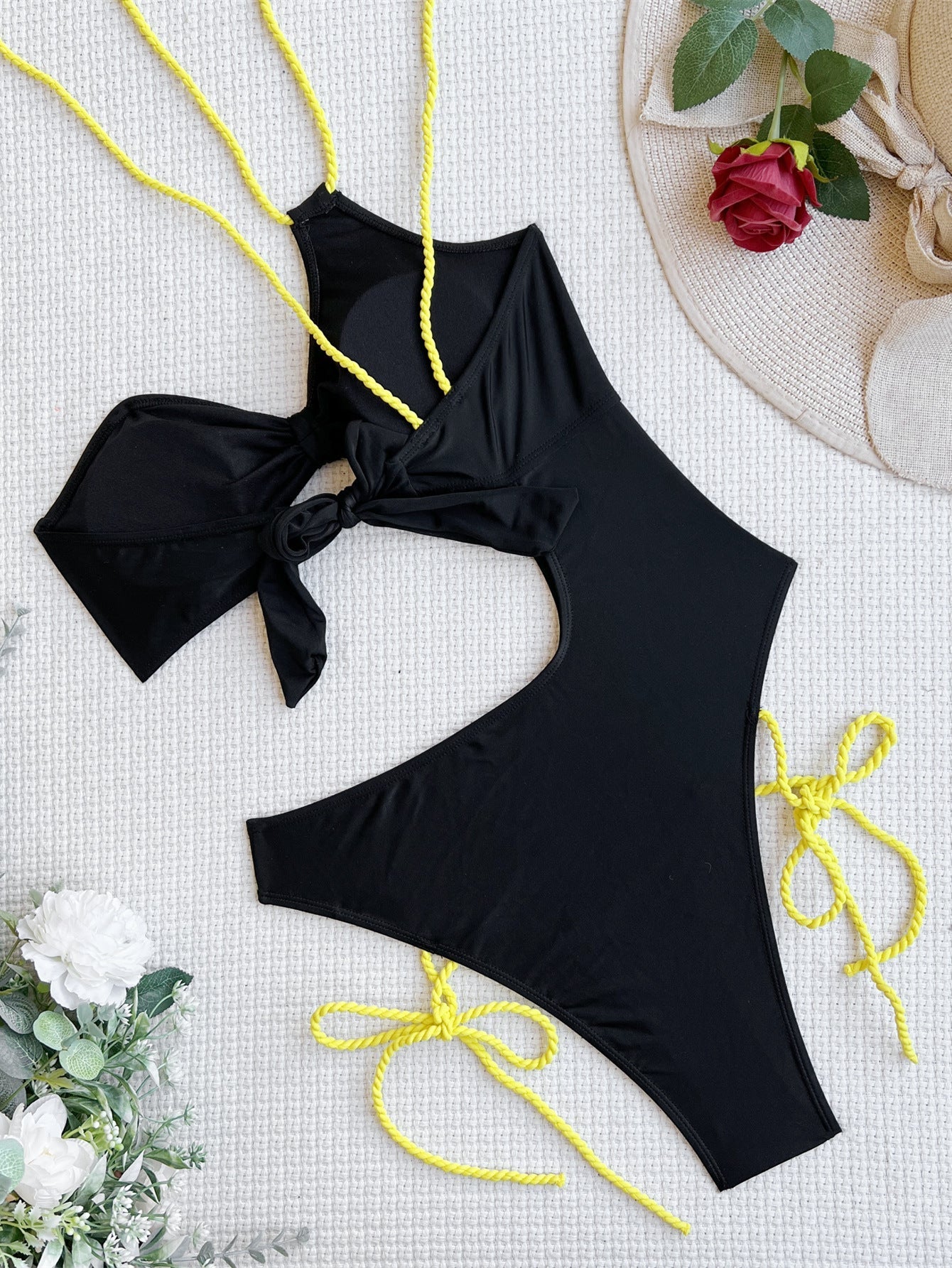 Bikini Double One Piece Swimsuit Halter Bikini Swimsuit Women One Shoulder Swimsuit Solid Color Bikini Bella Mia