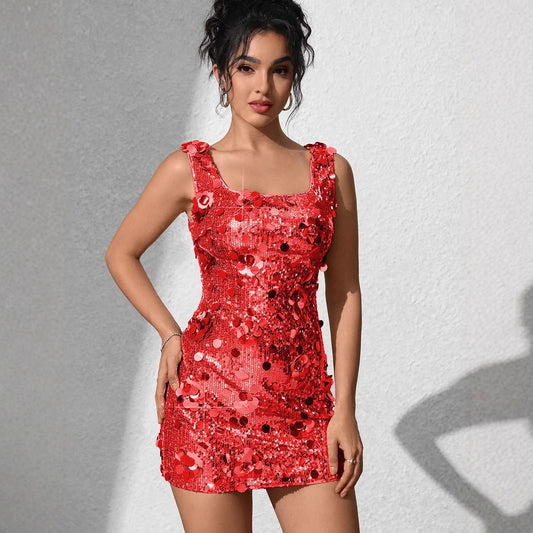 Women Clothing Nightclub Dress Sexy Slim Fit Sequined Dress Short Dress Bella Mia