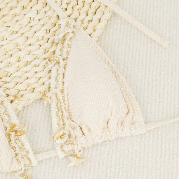 Lace Wilhelmy Shell Bikini Pink Three Point Bikini Split Swimsuit Bella Mia