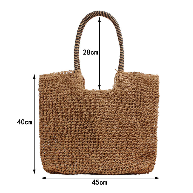 Solid Color Handmade Woven Bag Mori Simple One-Shoulder Straw Bag Summer Beach Bag Bella Mia