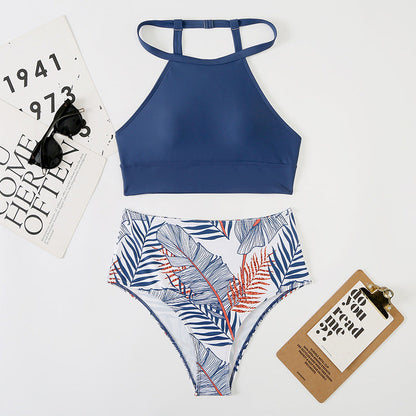 Sexy Women Split High Waist Pockets Bikini Bikini Printing Multicolor Swimsuit