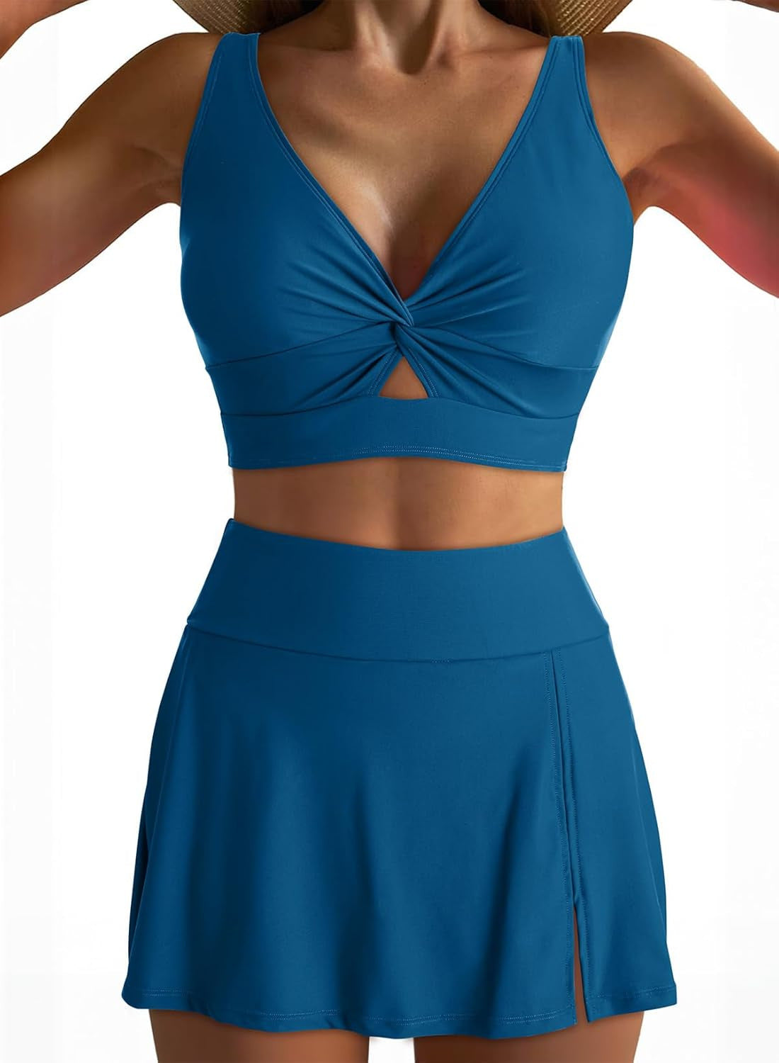 Solid Color Push up High Waist Culottes Sexy Split Bikini Swimsuit Swimwear Women Bella Mia