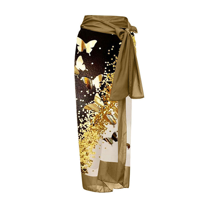 Sexy Siamese Conservative Cover Belly Thin Swimsuit Spring Bathing Suit Women Chiffon Beach Dress Bella Mia