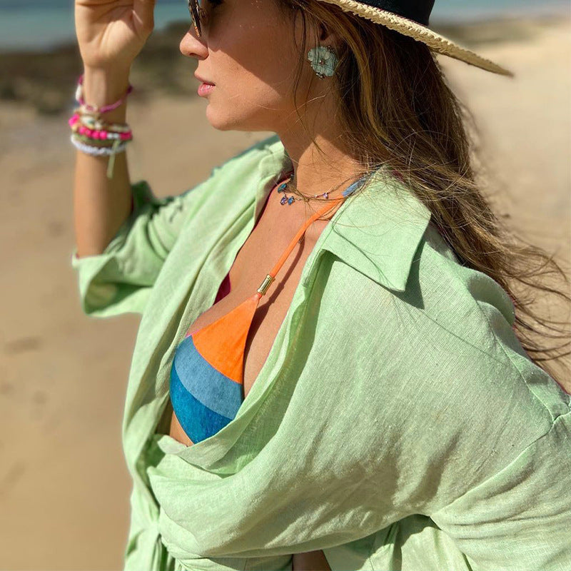 Spring Summer New Women Clothing Long Sleeve Collared Vacation Dress Bella Mia