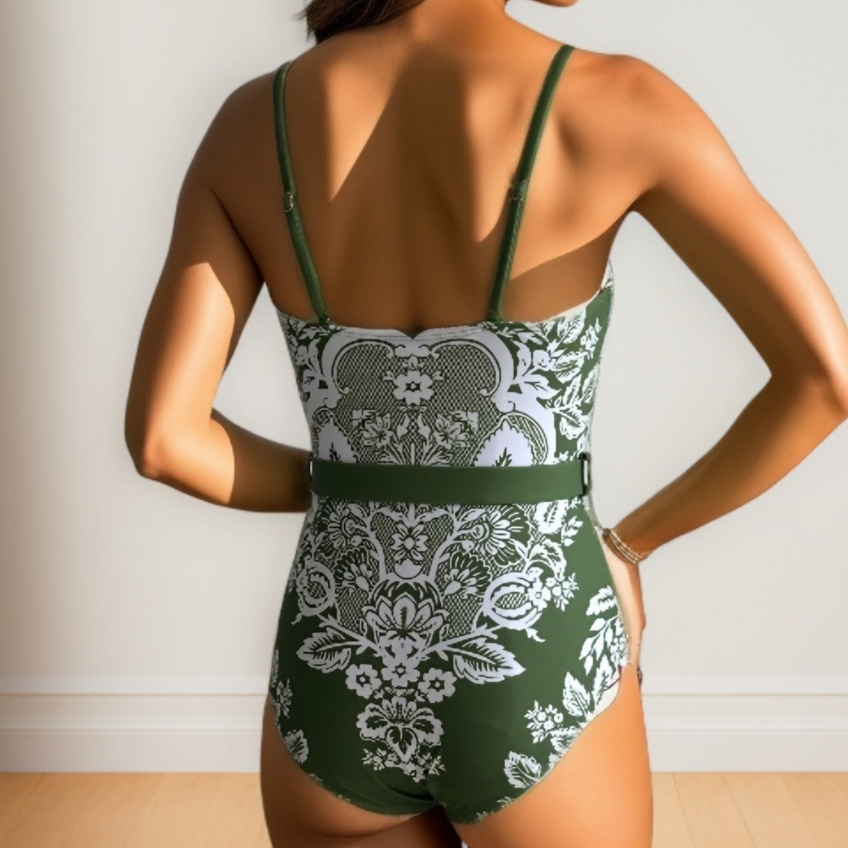 Push Up Belly Covering Sexy High Waist Bikini Split Swimsuit Set Chiffon Dress