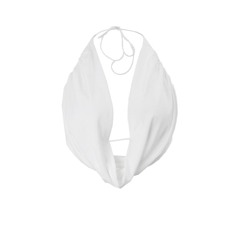 Women Clothing Summer Sexy Backless Swing Collar Halter Lace up Sexy Vest Top Bella Mia