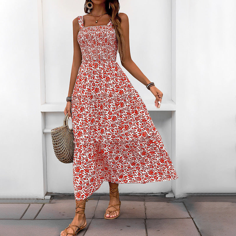 Summer Printed Suspender Sweet Floral Backless Dress Bella Mia