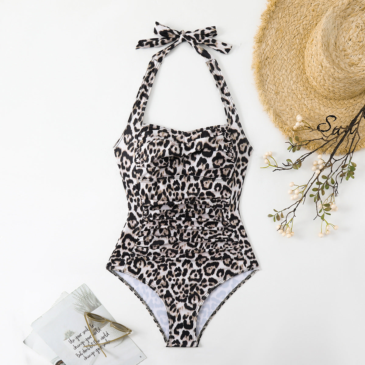 Halter Tether Women Swimsuit Ladies Swimsuit Printed Fabric Summer Beach Swimwear Bella Mia