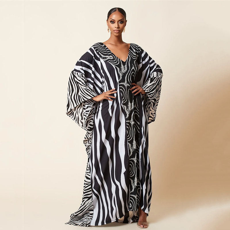 Zebra Print Beach Cover-up Oversized Size Length Gown Sun Protection Shirt Bikini Cover Bella Mia