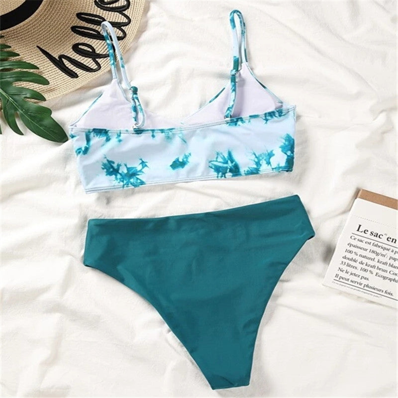 Women Seperated Swimwear Tie Dye Contrast Color Sexy Bikini Swimsuit Bella Mia