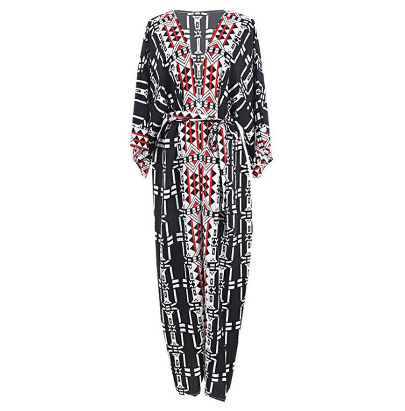 Rayon Positioning Printing Beach Cover-up Sexy Cardigan Loose Vacation Sun Protection Shirt Dress Bella Mia