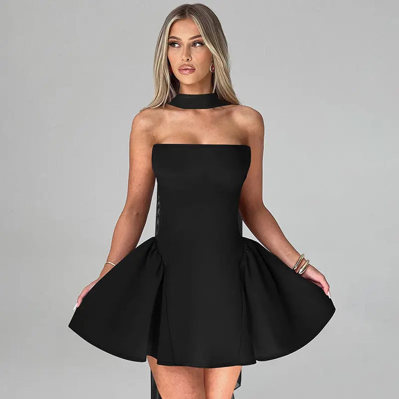 Women Clothing Winter Sexy Back Zipper Tube Top Short Type Dress Bella Mia