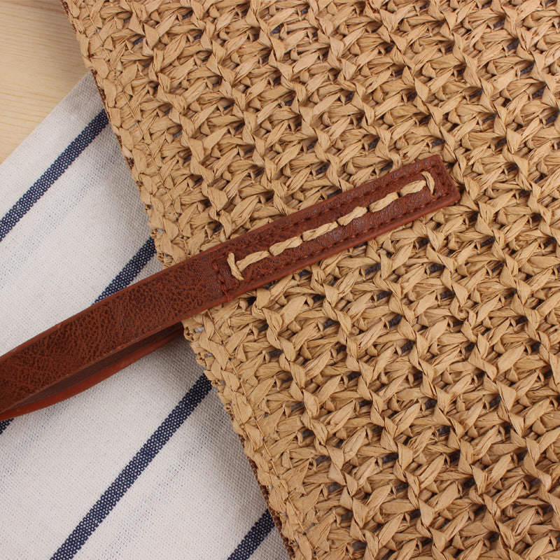 Solid Color Simple Shoulder Straw Bag Japanese Korean Woven Bag Daily Office Casual Vacation Women Bag Bella Mia