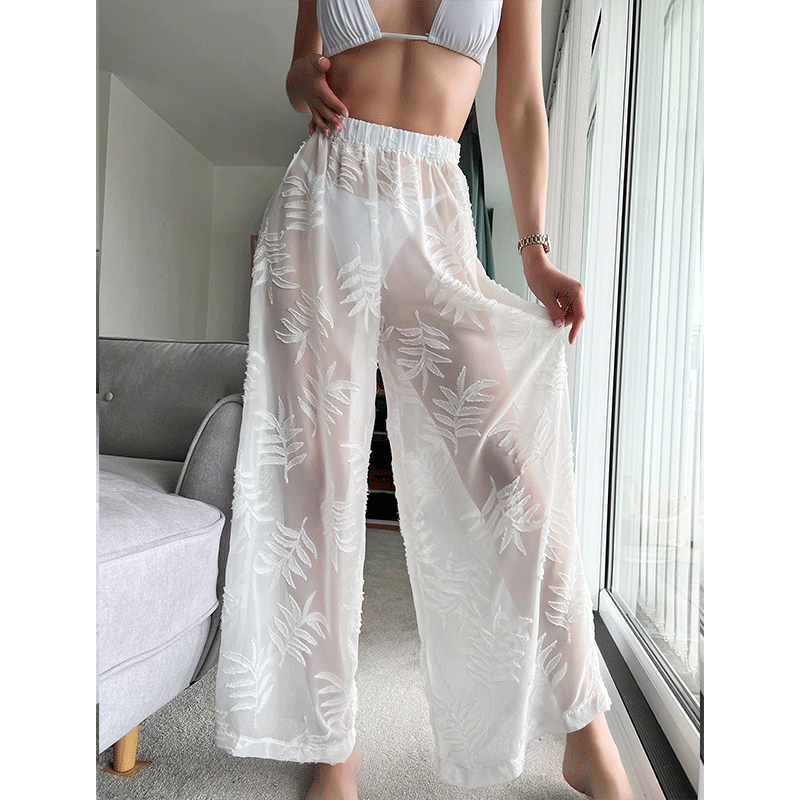 Jacquard Sunscreen Beach Pants Chiffon High Waist Wide Leg Pants Bikini Women Clothing Loose Casual Trousers Bella Mia