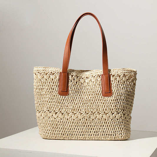 Woven Bag Women Straw Bag Elegant One Shoulder Straw Bag Portable Large Capacity Rattan Weave Bag Same Vacation Beach Bag Bella Mia