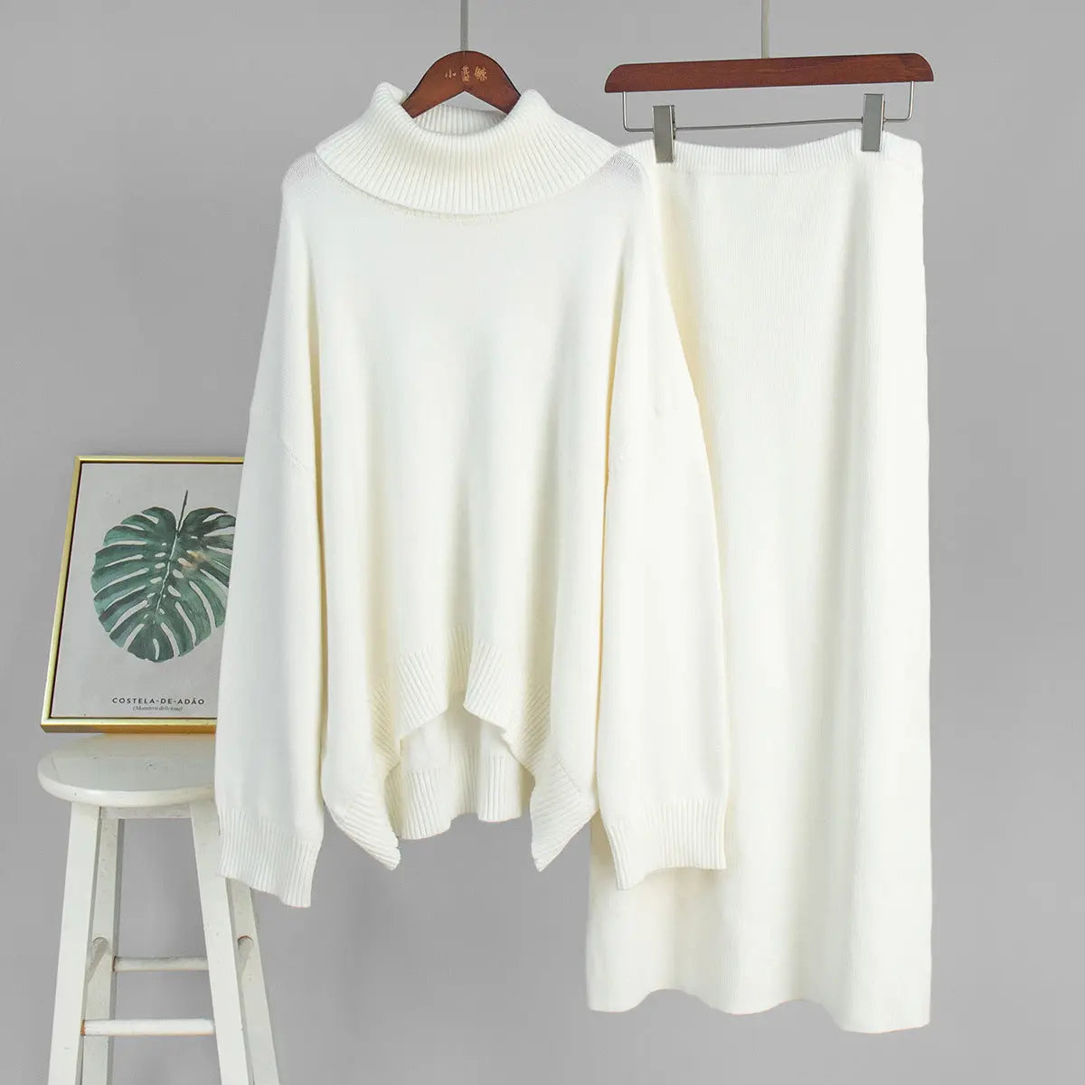 Turtleneck Sweater Skirt Set Women Autumn Winter Loose Knitted Two Piece Sweater Set Women Bella Mia