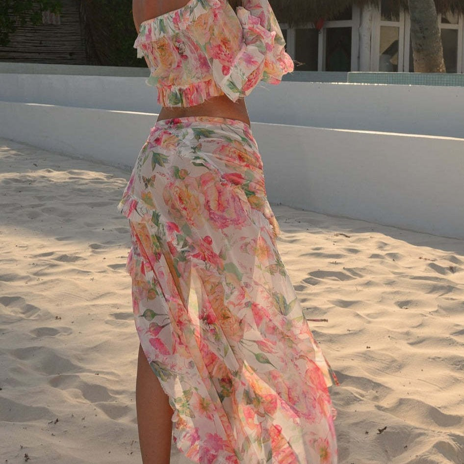 Sexy Floral Lace up Beach Skirt Set Arrival Lace Dress Bella Mia