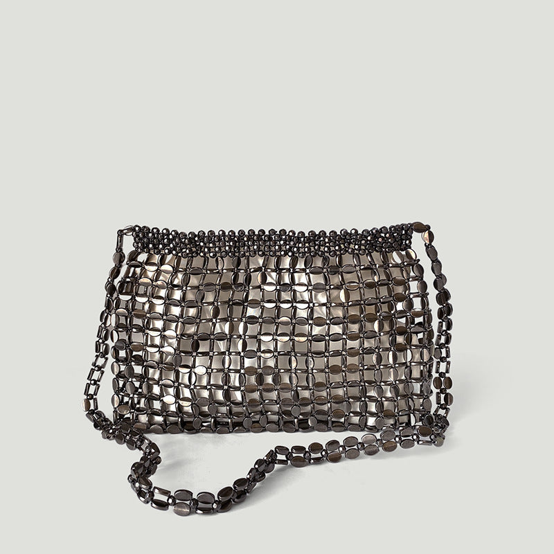 Dumpling Bag Retro Shiny Metallic Sequin Bag Hand Woven Shoulder Bag Travel Holiday Underarm Bag Bella Mia