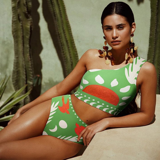 Shoulder Slimming Printed Swimsuit Women High Waist Bikini Bella Mia