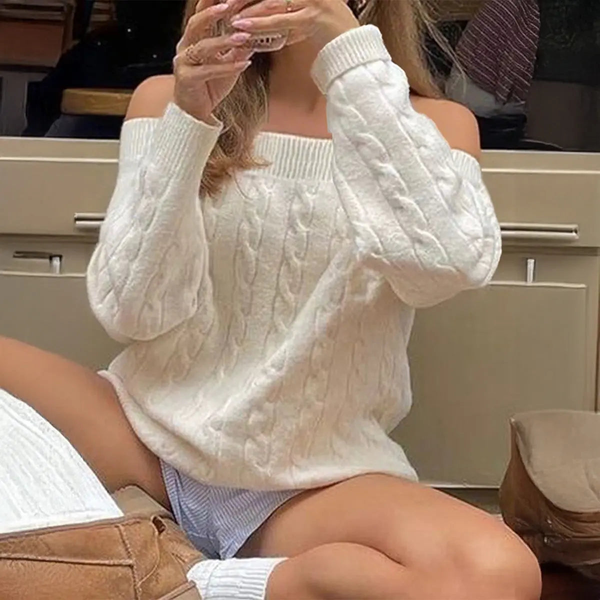 Women Clothing Autumn Winter Casual Office Solid Color Long Sleeve Vest Sweater Wool Bella Mia