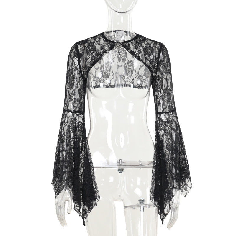 Autumn Elegant Lace Batwing Sleeve Irregular Asymmetric Overhaul Waistcoat Top Women Bella Mia