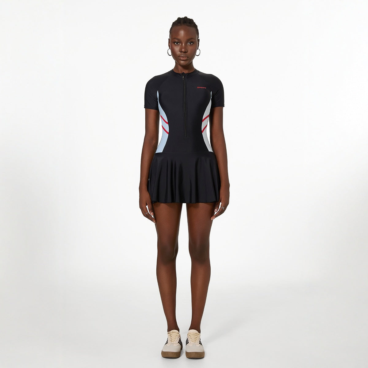 Swimsuit Ladies One Piece Long Sleeve Sun Protection Skirt Conservative plus Size Spring Swimming Pool Special Swimsuit Bella Mia